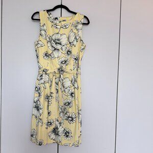 Anne Klein Yellow Floral Stripe Dress - Size 14
